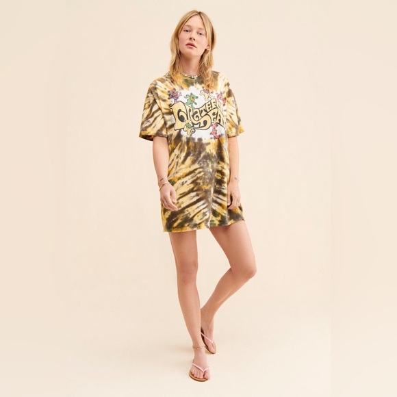 Daydreamer Letluv x Anthropologie Music Grateful Dead Band Tour Shirt Dress sz L - Picture 4 of 10